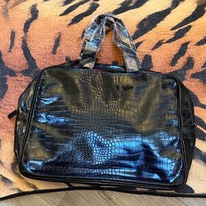 Saks Fifth Avenue Black Crocodile-Embossed men’s bag